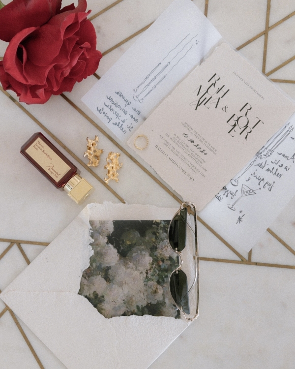 A High Fashion Wedding Laced with Red Roses on the Amalfi Coast, Italy