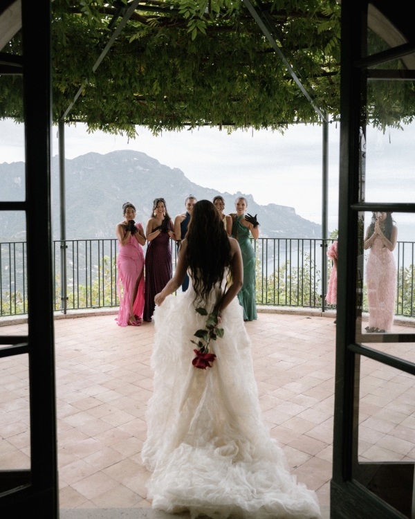 A High Fashion Wedding Laced with Red Roses on the Amalfi Coast, Italy