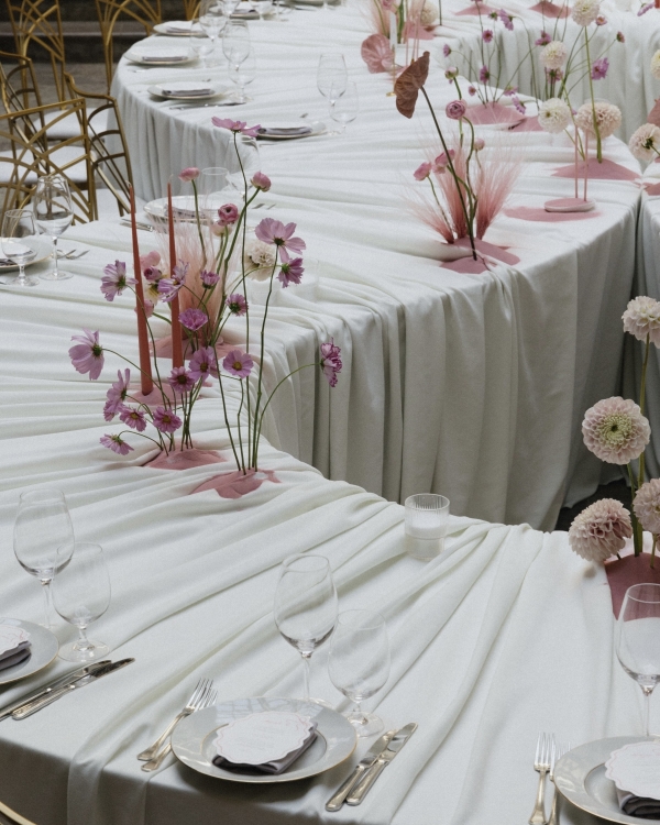 A Whimsical Wedding with a Giant Bow and Curved Tablescape