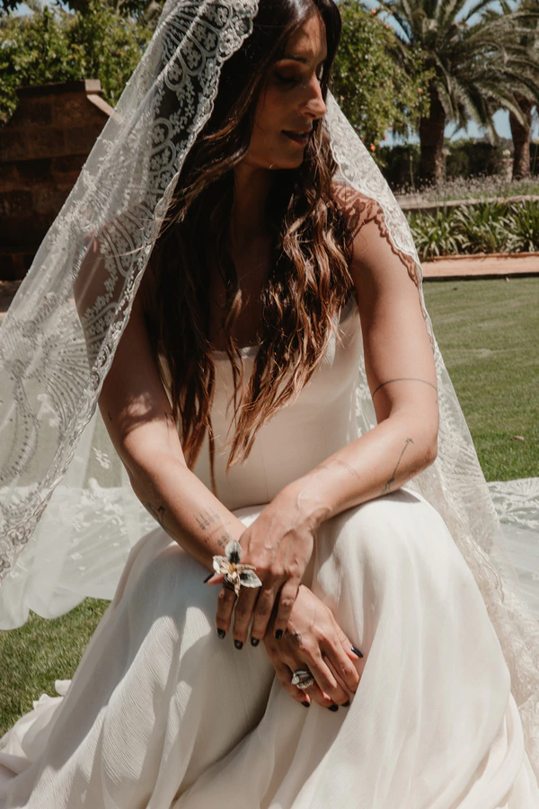 Giant Sculptural Florals & Dreamy Drapery by Mia Sylvia at This Stone Quarry Wedding in Menorca