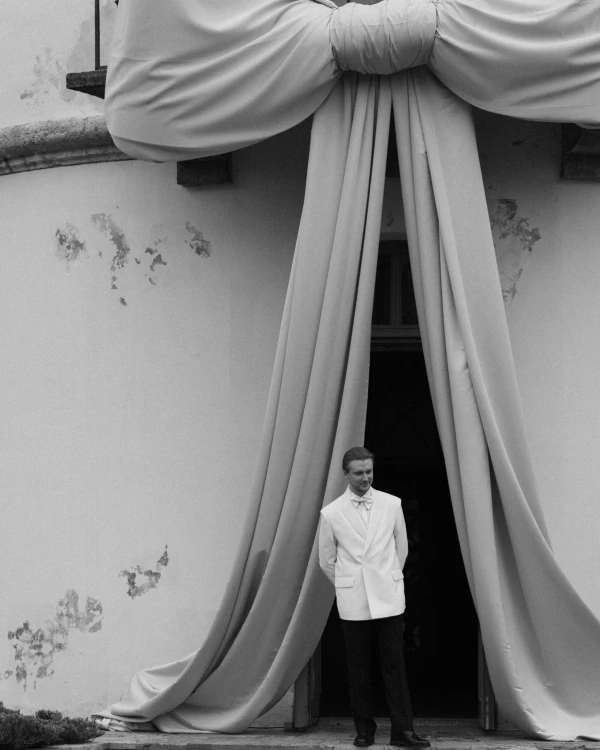 A Whimsical Wedding with a Giant Bow & Curved Tablescape