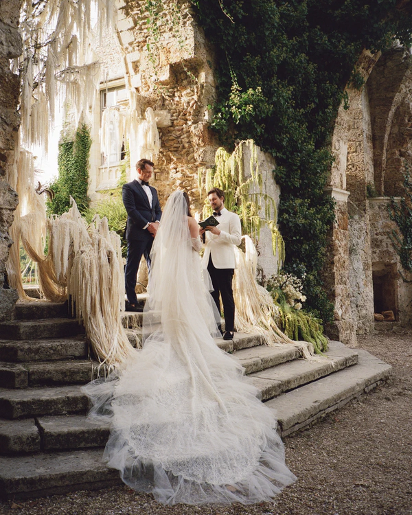 A Romantic Parisian Wedding in a Cinematic Open-Air Abbey