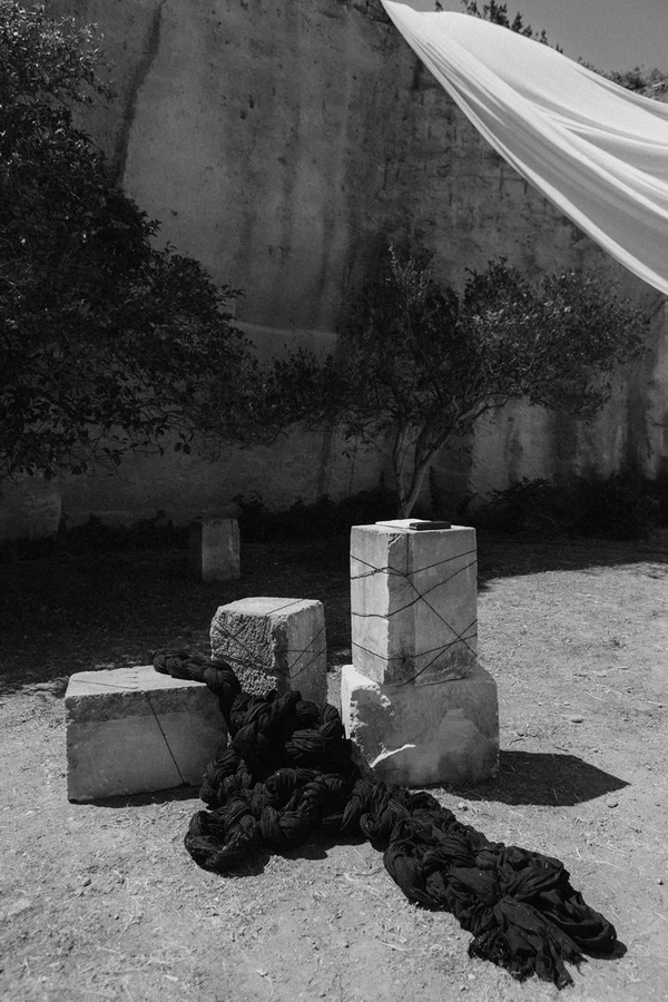 Giant Sculptural Florals & Dreamy Drapery by Mia Sylvia at This Stone Quarry Wedding in Menorca