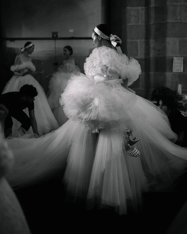 Backstage at Giambattista Valli's Debut Bridal Runway