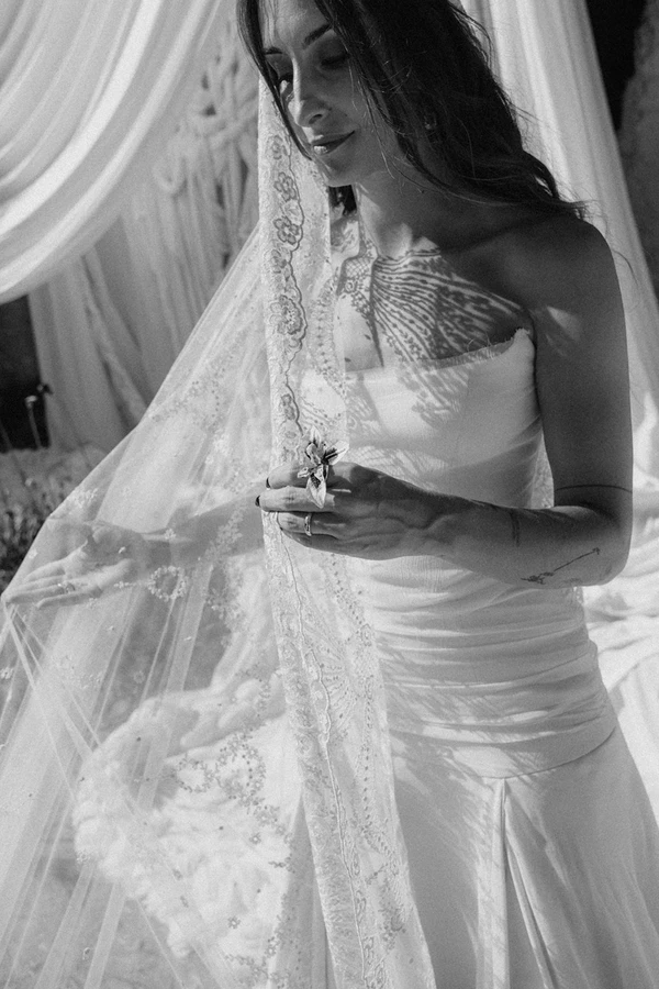 Giant Sculptural Florals & Dreamy Drapery by Mia Sylvia at This Stone Quarry Wedding in Menorca