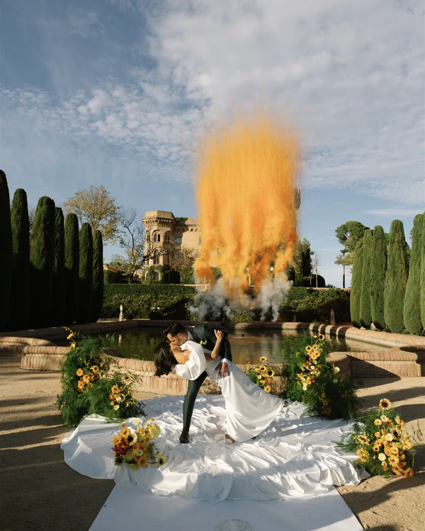 A Vibrant & Artistic Barcelona Wedding Amongst an Iconic Gaudi Masterpiece & Castle Garden