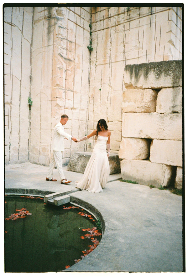 Giant Sculptural Florals & Dreamy Drapery by Mia Sylvia at This Stone Quarry Wedding in Menorca
