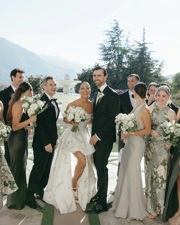 Actress Corinne Foxx Marries in Monique Lhuillier for a Fairytale Californian Wedding