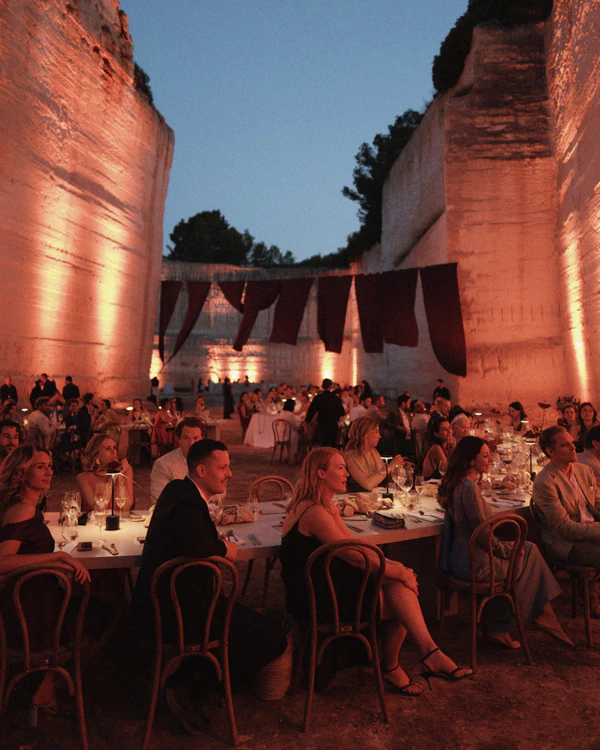 An Intimate Menorca Quarry Wedding with Avant-Garde Design & Vintage Bridal Looks