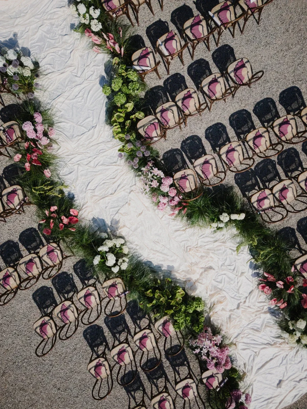 An Event Stylist’s Magical Italian Garden Wedding with a Vintage Red Ferrari & Forest Reception