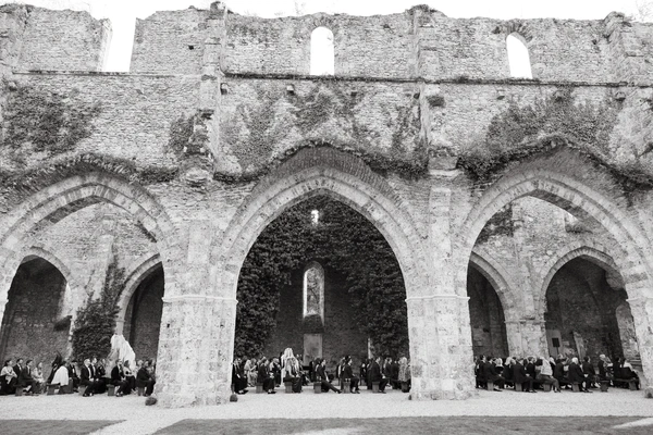 A Romantic Parisian Wedding in a Cinematic Open-Air Abbey