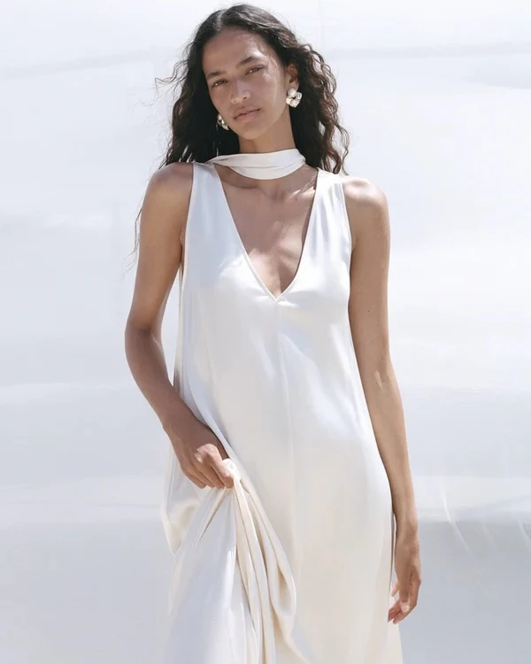 <a href="https://shonajoy.com/collections/morning-of/products/la-lune-scarf-panelled-maxi-dress-cream">SHONA JOY Maxi Dress</a>, $380
