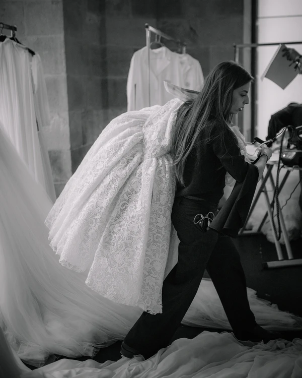 Backstage at Giambattista Valli's Debut Bridal Runway