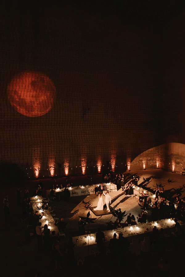 Giant Sculptural Florals & Dreamy Drapery by Mia Sylvia at This Stone Quarry Wedding in Menorca