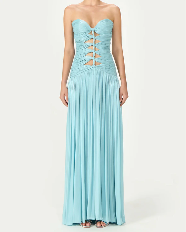 <a href="https://costarellos.com/collections/dresses/products/minari-lurex-georgette-strapless-gown">COSTARELLOS Minari Lurex Georgette Strapless Gown</a>, $2,540