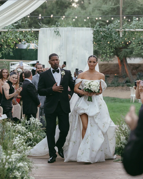 Actress Corinne Foxx Marries in Monique Lhuillier for a Fairytale Californian Wedding