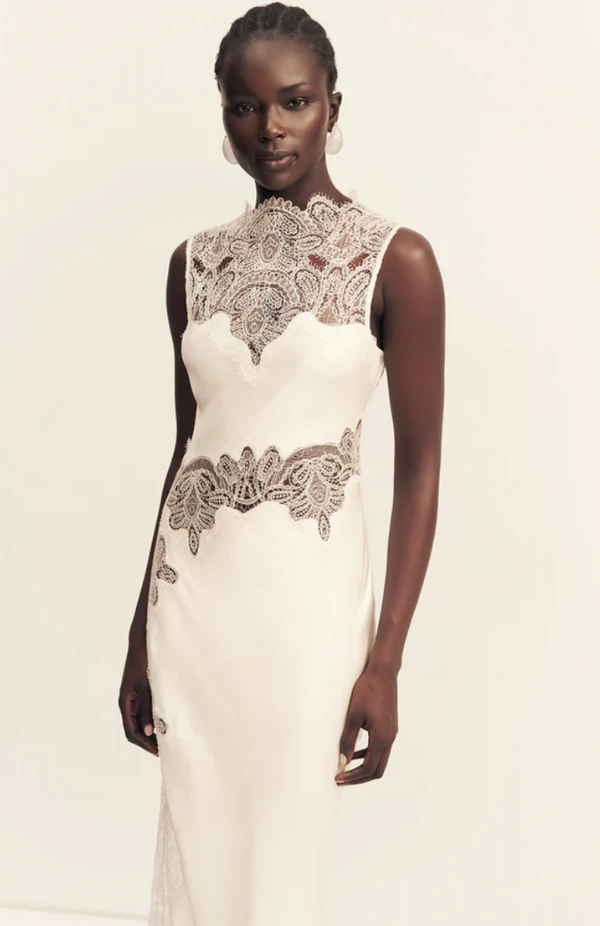 <a class="underline underline underline-offset-2 decoration-1 decoration-current/40 hover:decoration-current focus:decoration-current" href="https://shonajoy.com/products/stratus-lace-high-neck-maxi-dress-ivory">SHONA JOY Stratus Lace High Neck Maxi Dress</a>, $660