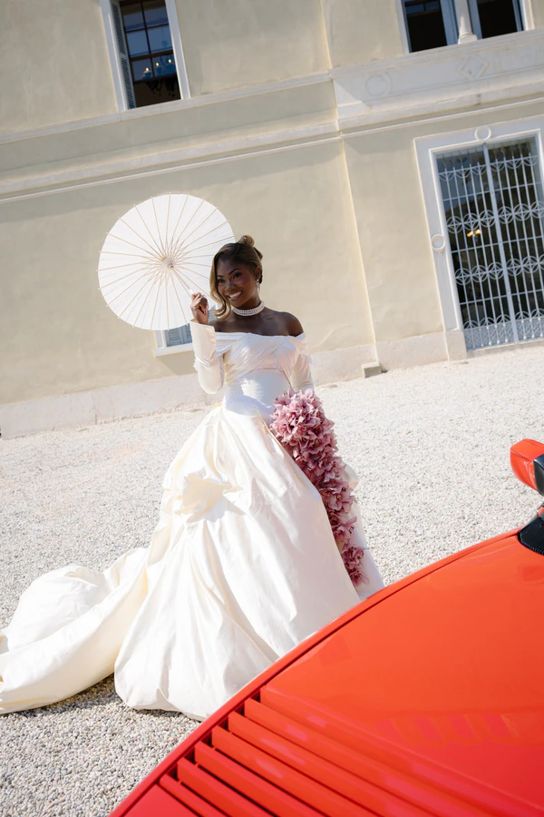 An Event Stylist’s Magical Italian Garden Wedding with a Vintage Red Ferrari & Forest Reception