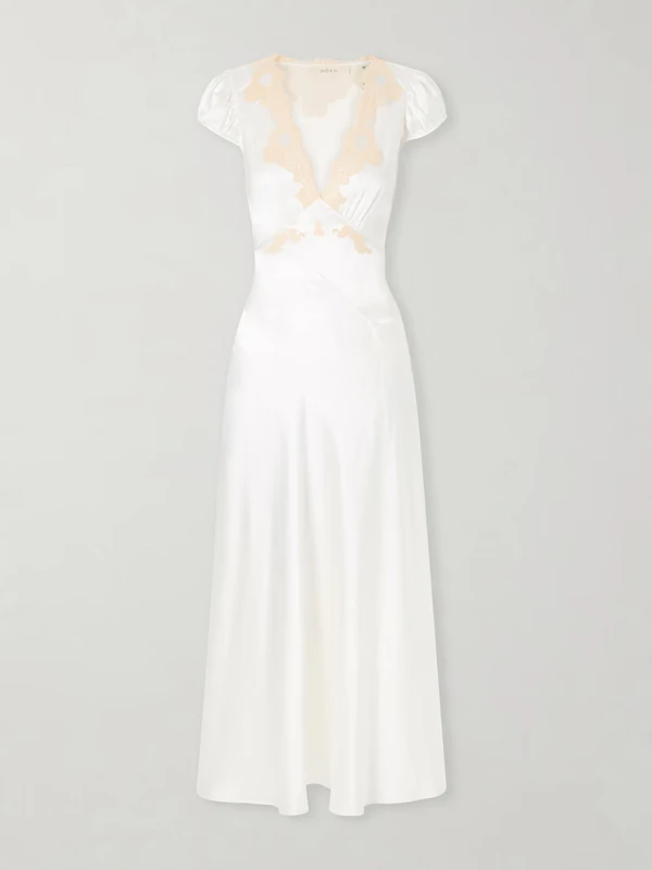 <a href="https://www.net-a-porter.com/en-us/shop/product/doen/clothing/midi-dresses/coraline-corded-lace-trimmed-silk-satin-midi-dress/46376663163046643" target="_blank">DOEN Midi Dress</a> from Net-A-Porter, $550
