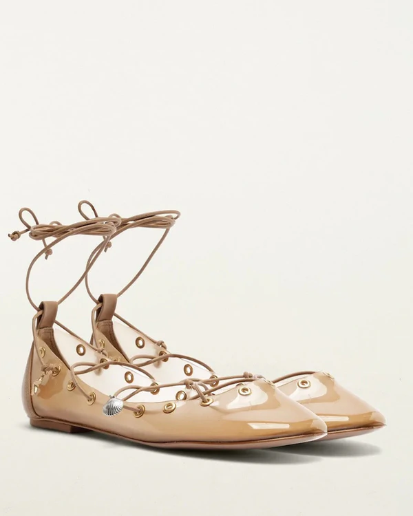 <a href="https://farmrio.com/products/sea-lace-up-jelly-ballerina-1">FARM RIO Sand Sea Lace Up Jelly Ballerina</a>, $238