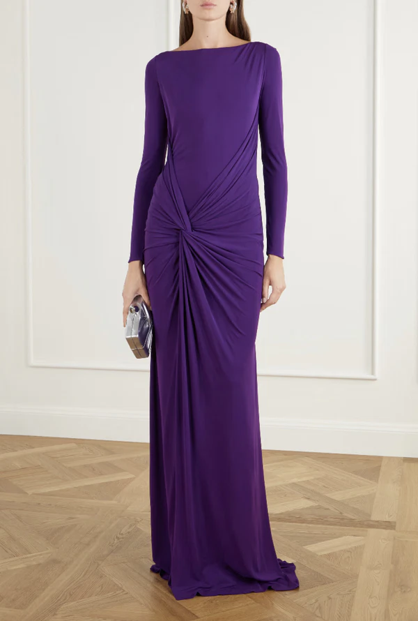 <a href="https://www.net-a-porter.com/en-us/shop/product/alex-perry/clothing/gowns/twisted-gathered-jersey-gown/46376663163144579">ALEX PERRY Jersey Gown, $2,300</a>