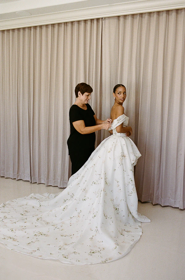 Actress Corinne Foxx Marries in Monique Lhuillier for a Fairytale Californian Wedding