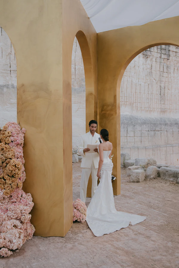Pastel Florals, Golden Arches & a Dance-Filled Night at This Menorca Quarry Wedding
