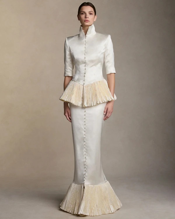 <a href="https://www.daniellefrankelstudio.com/products/palma/?currency=USD">DANIELLE FRANKEL Jacket</a>, Price Upon Request, <a href="https://www.daniellefrankelstudio.com/products/ulli/?currency=USD">DANIELLE FRANKEL Skirt</a>, $6990