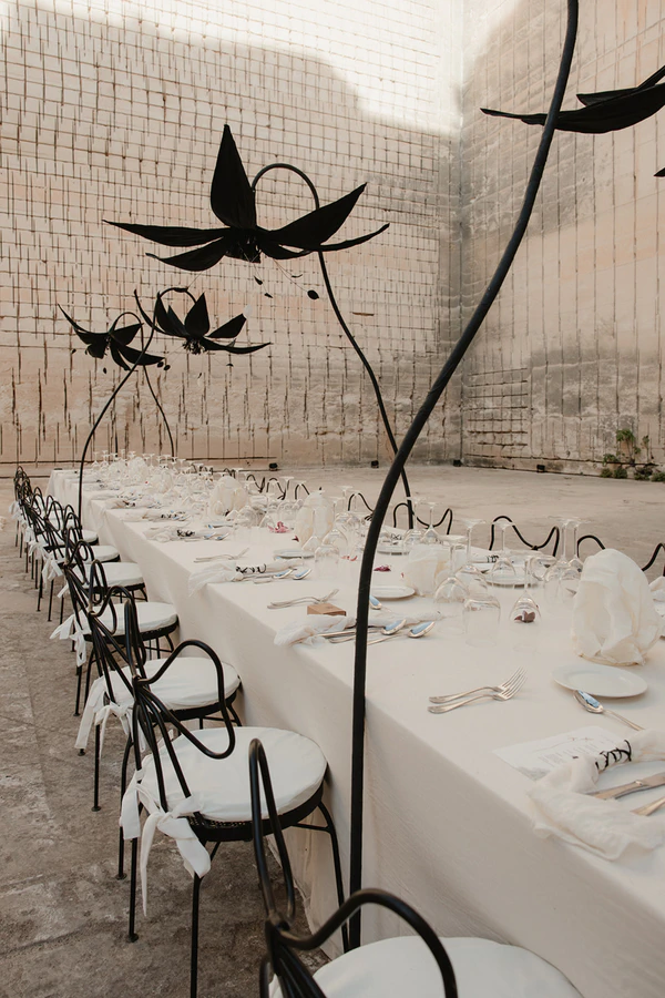 Giant Sculptural Florals & Dreamy Drapery by Mia Sylvia at This Stone Quarry Wedding in Menorca
