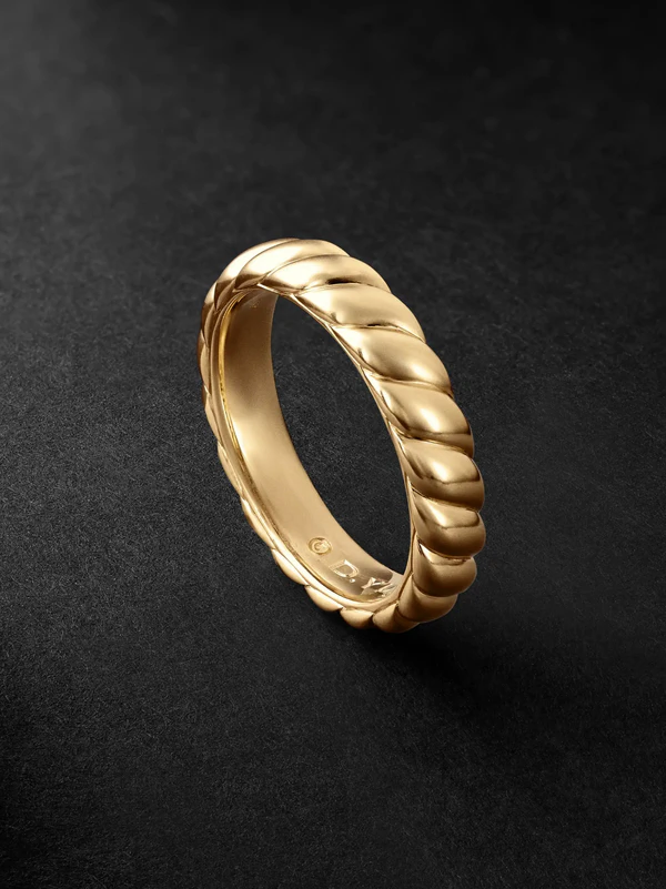 <a href="https://www.mrporter.com/en-us/mens/product/david-yurman/fine-jewellery/rings/sculpted-cable-18-karat-gold-ring/1647597342751861">DAVID YURMAN Ring</a> from Mr Porter, $2995