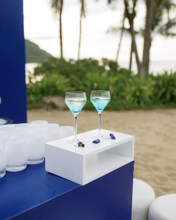 An Avant-Garde Vietnamese Beach Wedding Splashed in Cobalt Blue