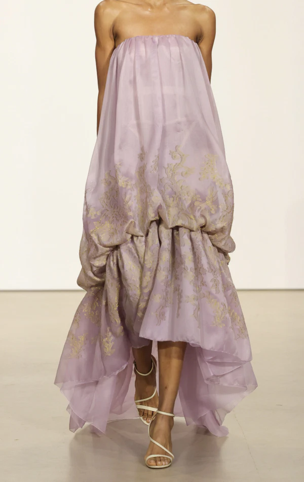 <a href="https://www.modaoperandi.com/women/p/prabal-gurung/open-weave-silk-gazaar-and-fil-coupe-strapless-cocoon-dress/768562">ATELIER PRABAL GURUNG Strapless Dress from Moda Operandi, $14,995</a>