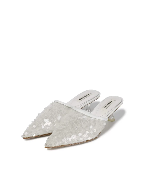 <a href="https://en.reikenen.com/product/bit-muleswhite-sequin/121/?cate_no=46&display_group=1">REIKE NEN Bit Mules</a>, $420