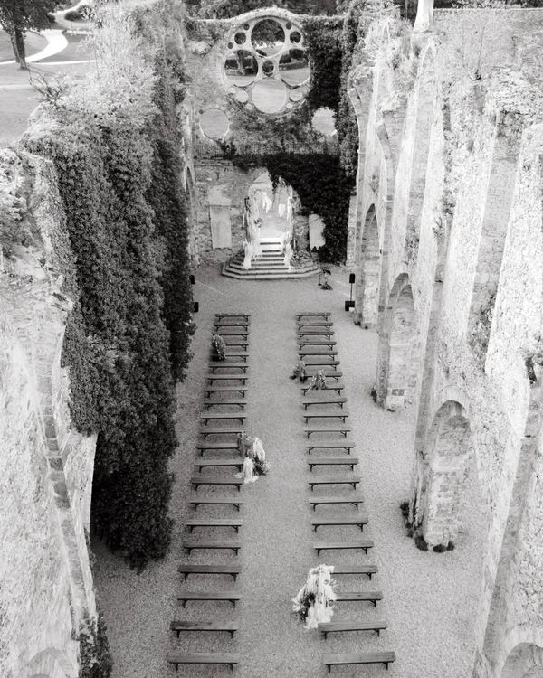 A Romantic Parisian Wedding in a Cinematic Open-Air Abbey