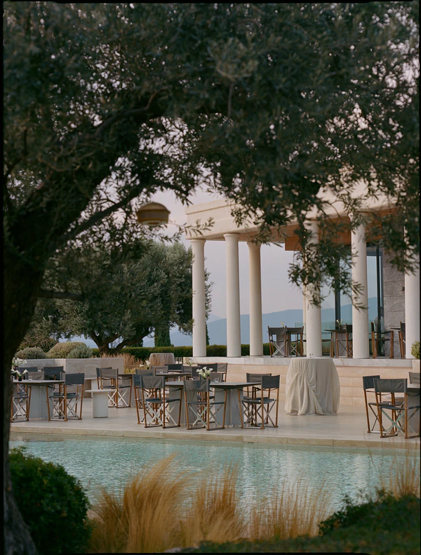 A Cinematic & Artistic Color-Washed Wedding Weekend at Amanzoe in Greece
