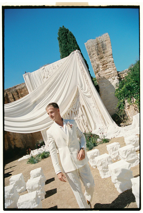 Giant Sculptural Florals & Dreamy Drapery by Mia Sylvia at This Stone Quarry Wedding in Menorca