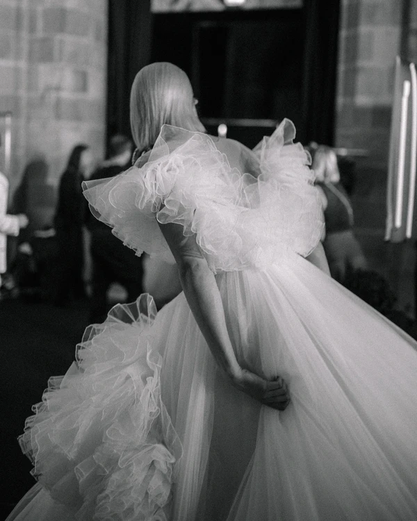 Backstage at Giambattista Valli's Debut Bridal Runway