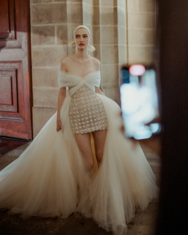 Backstage at Giambattista Valli's Debut Bridal Runway