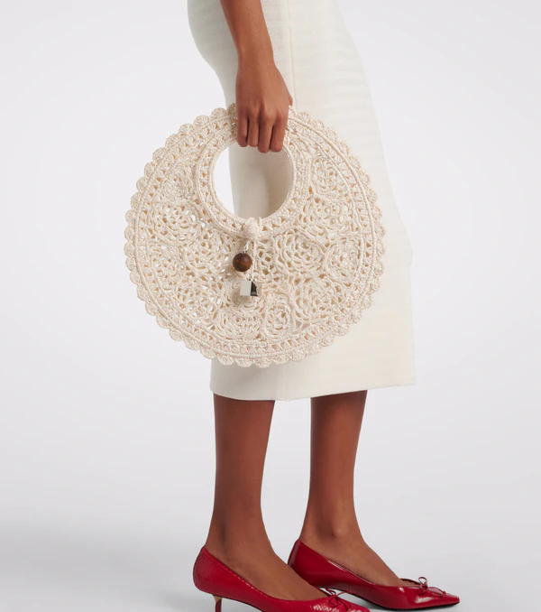 <a href="https://www.mytheresa.com/us/en/women/jacquemus-spiaggia-small-crochet-shoulder-bag-white-p01139880">JACQUEMUS Bag</a> from Mytheresa, $1200