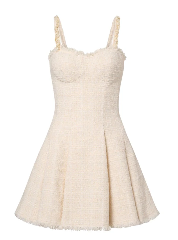 <a href="https://www.mytheresa.com/us/en/women/balmain-tweed-minidress-white-p01157039">BALMAIN Dress</a> from Mytheresa, $2436