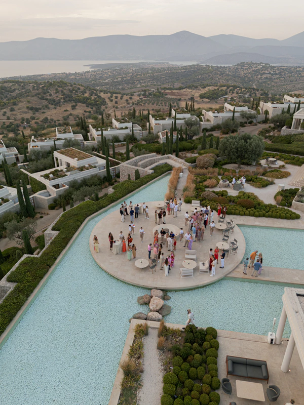 A Cinematic & Artistic Color-Washed Wedding Weekend at Amanzoe in Greece