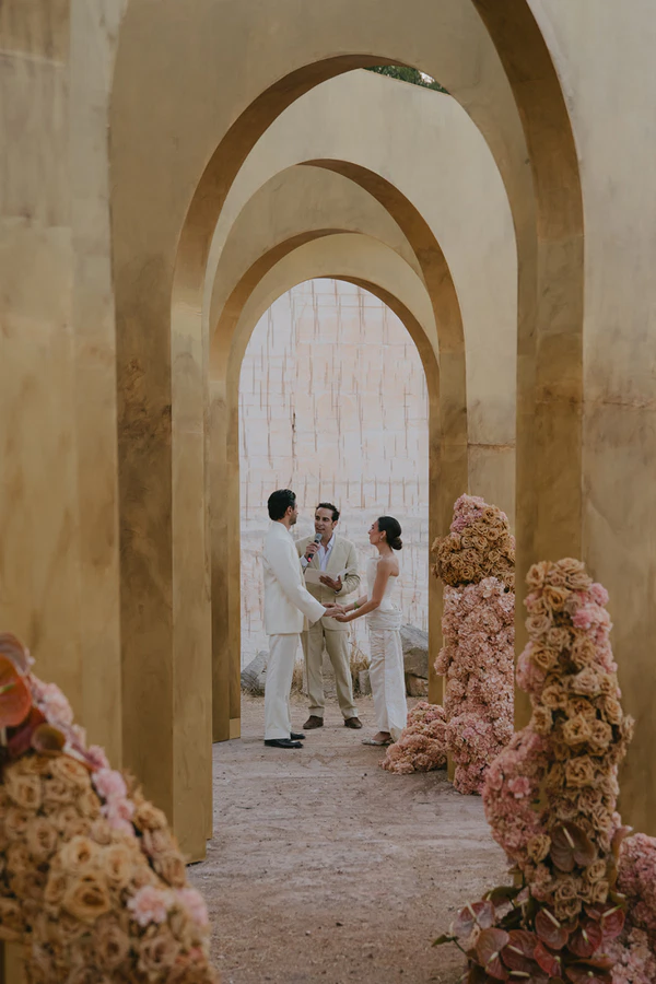 Pastel Florals, Golden Arches & a Dance-Filled Night at This Menorca Quarry Wedding
