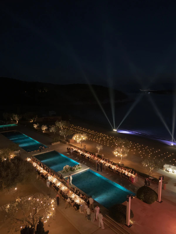 A Cinematic & Artistic Color-Washed Wedding Weekend at Amanzoe in Greece