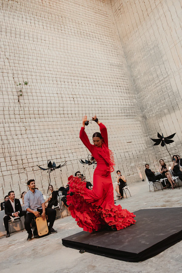 Giant Sculptural Florals & Dreamy Drapery by Mia Sylvia at This Stone Quarry Wedding in Menorca